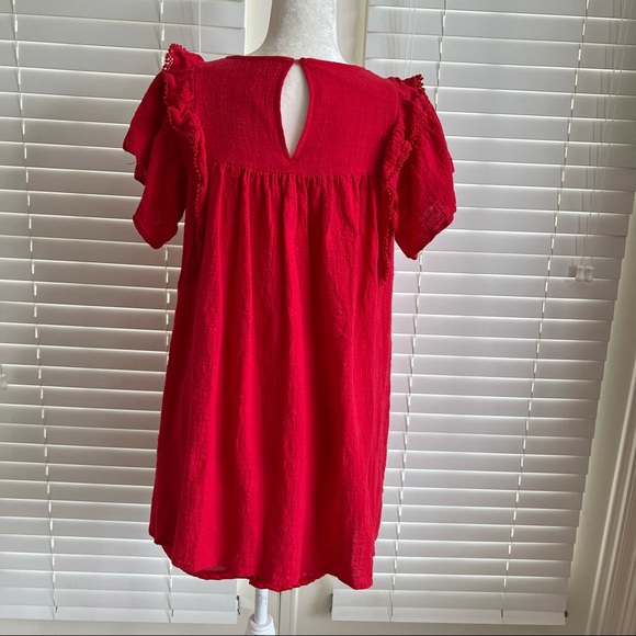 Umgee Size Small Red Floral Mini Summer Bohemian Dress Bell Sleeve Cottagecore - Picture 5 of 13